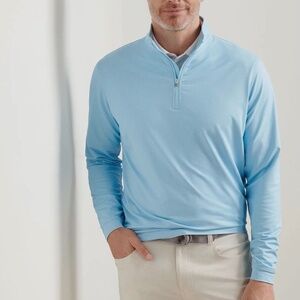 Peter Millar Men's Large Perth Birdseye Performance Quarter-Zip MSRP $150